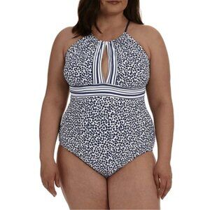 NWT La Blanca Apulia Mio High Neck One-Piece Swimsuit Sz. 20W